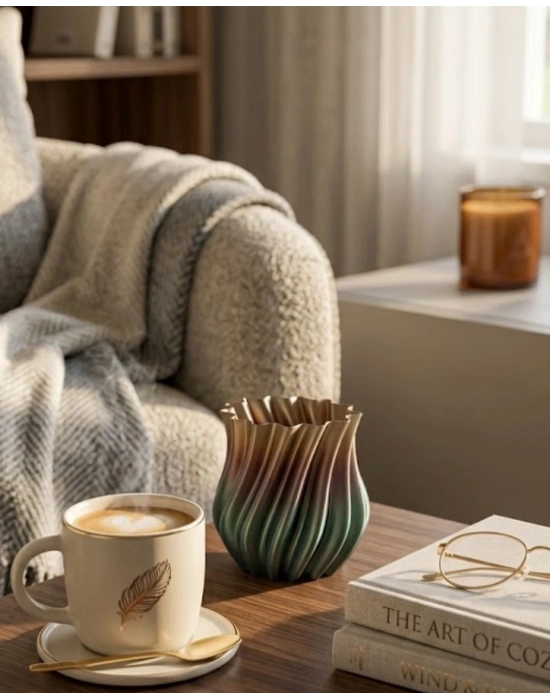 3D KIVRIMLI VAZO SİYAH