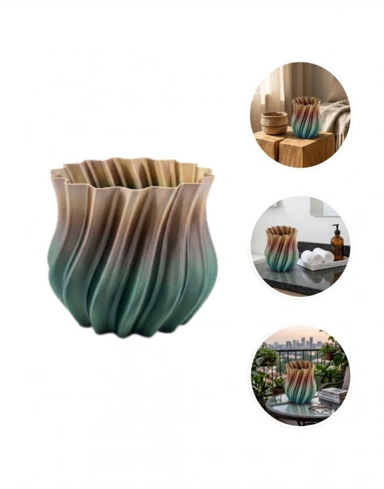 3D KIVRIMLI VAZO SİYAH