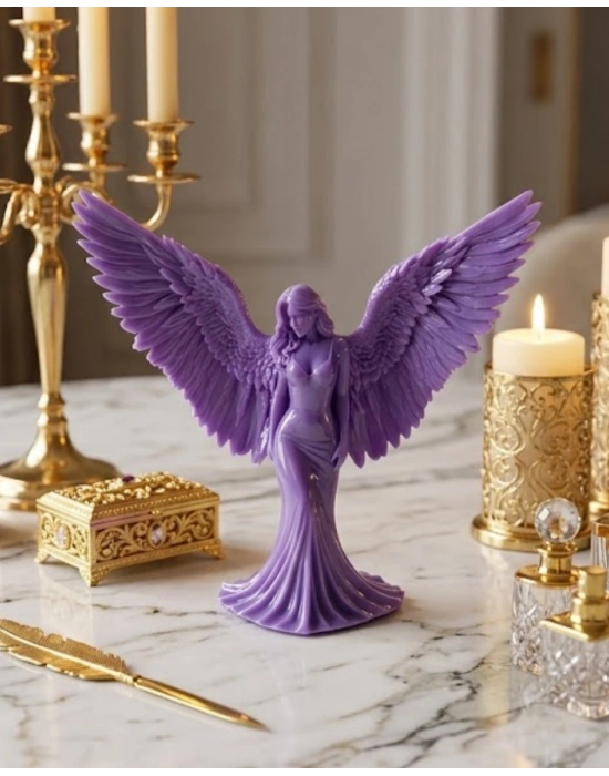 3D Lila Melek İnsan Biblo Estetik Dekoratif Obje