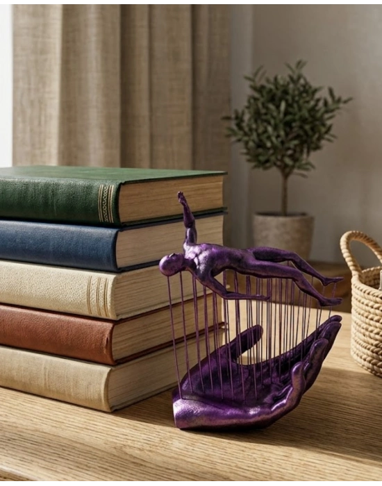 3D Mor İnsan Figürü Dekoratif Duvar ve Masa Üstü Sanat Objesi