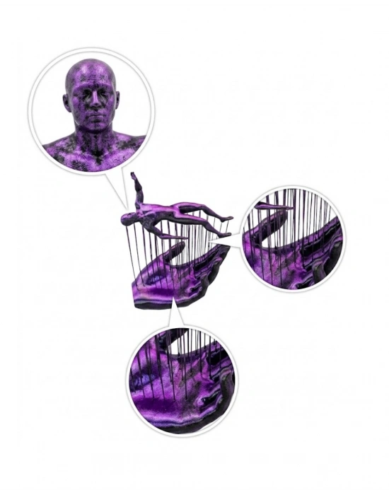 3D Mor İnsan Figürü Dekoratif Duvar ve Masa Üstü Sanat Objesi