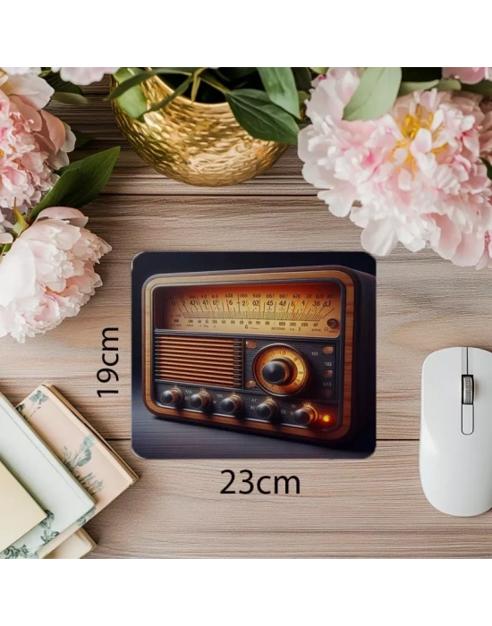 3D Radyo Görünümlü Nostaljik Mouse Pad - 19x23 cm 2 mm Dikdörtgen İthal Baskılı Mouse Pad