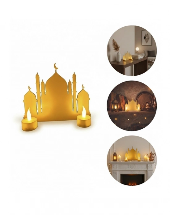 ® 3D Ramazan Cami Dekor 2 Mumlu Işıklı Masa Üstü Biblo