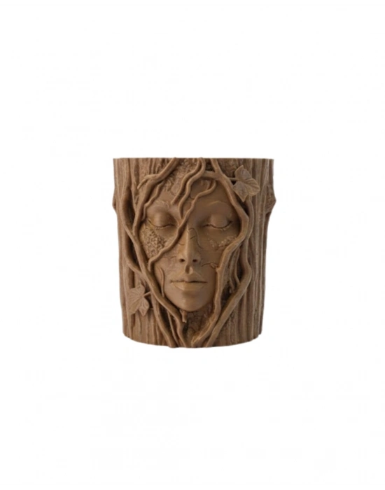 ® 3D Sanatsal Ağaç Yüzlü Dekoratif Vazo Doğa Temalı Özel Tasarım Saksı