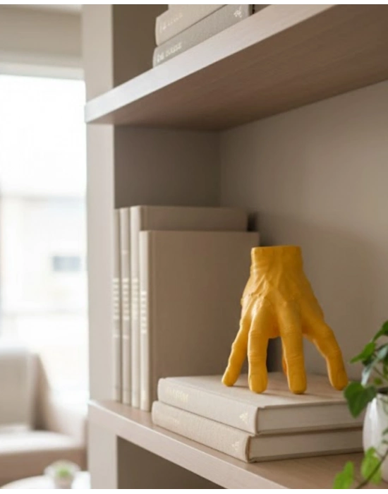 ® 3D Sarı El Dekoratif Biblo 17x16 cm Modern Ev Aksesuarı