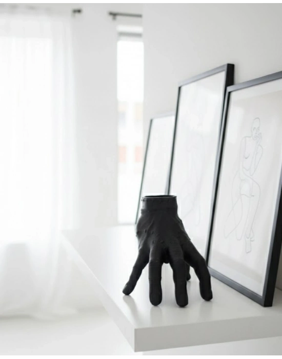 ® 3D Siyah El Biblo 27x22 cm İddialı Ev Dekorasyonu