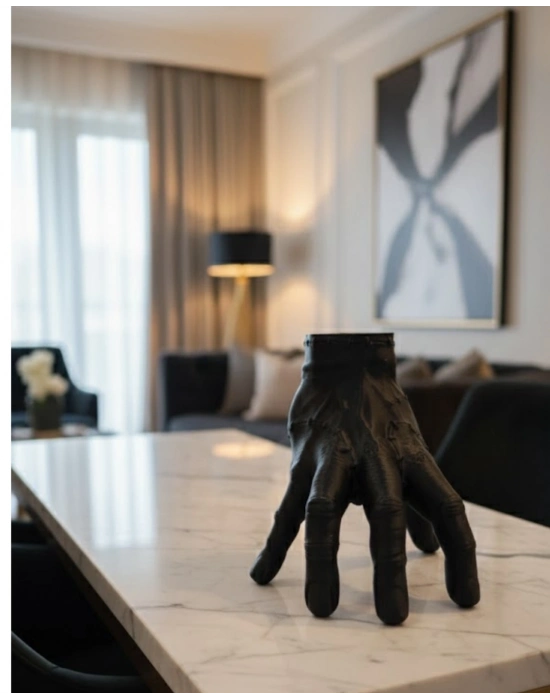 ® 3D Siyah El Heykeli 17x16 cm Raf ve Masa Üstü Dekor