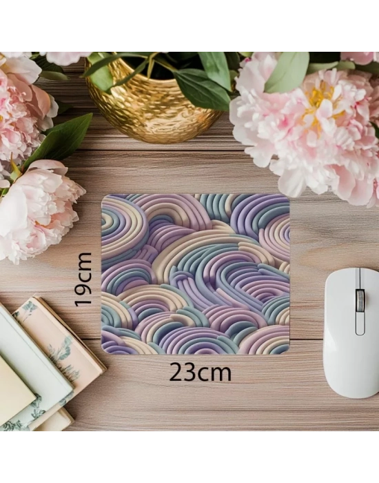 3D Tekrarlayan Yarı Daire Mousepad Tasarımı - 19x23 cm 2 mm Dikdörtgen İthal Baskılı Mouse Pad