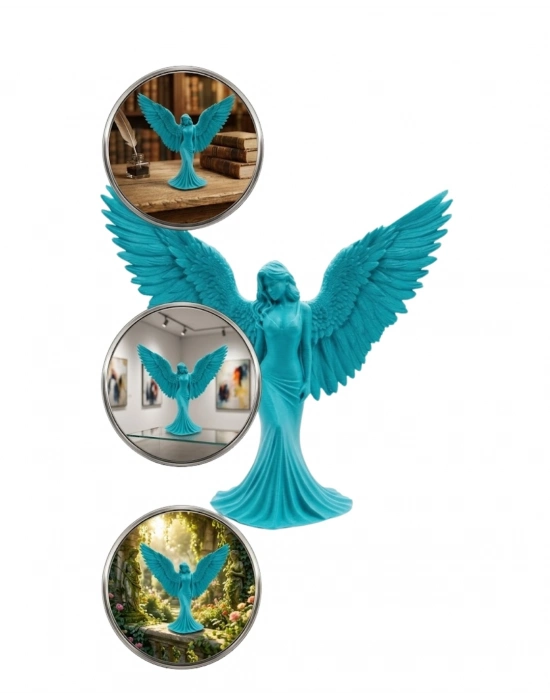 3D Turkuaz Melek İnsan Biblo  Estetik Dekoratif Obje