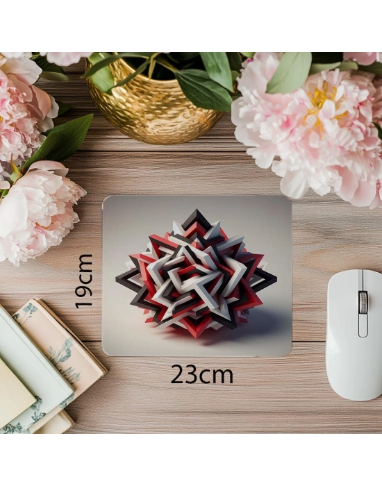 3D Üçgenlerden Oluşmuş Yapı Mouse Pad - 19x23 cm 2 mm Dikdörtgen İthal Baskılı Mouse Pad