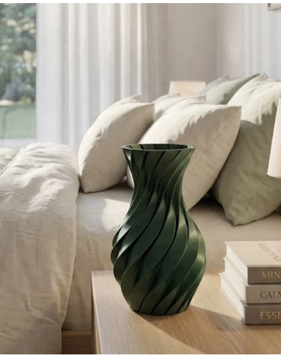 3D ÜRÜN SPİRAL VAZO YEŞİL