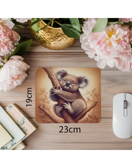 3D Yumuşak Işıklarla Çizilmiş Koala Tasarımı - 19x23 cm 2 mm Dikdörtgen İthal Baskılı Mouse Pad