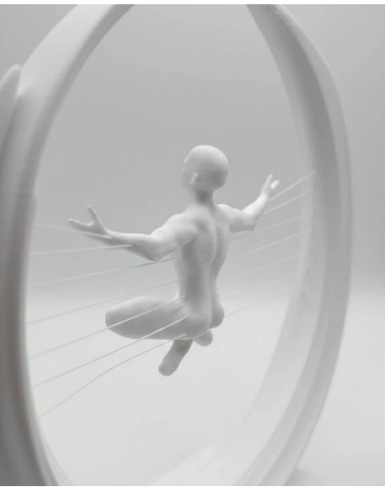 ® 3D Zen Heykeli Ay Formlu Meditasyon Yapan İnsan Figürü Dekor