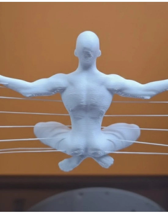 ® 3D Zen Heykeli Beyaz Ay İçinde Meditasyon Figürü Dekoratif Obje