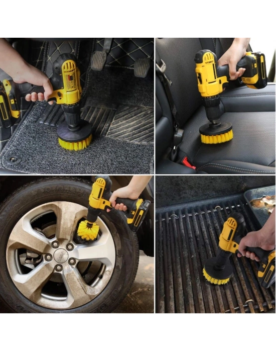 ®  3lü Matkap Ucu Banyo Küvet Duşakabin Araba Tekerliği Koltuk Yıkama Temizleme Fırçası Seti