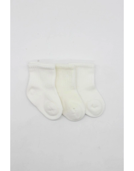 3lü Penye Soket Çorap 10132 Ekru
