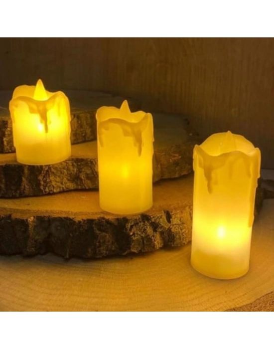 ®  3’lü Pilli Dekoratif LED Mum Işıkları – Gerçek Alev Efektli