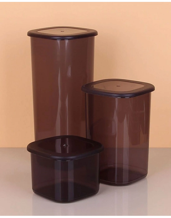 3lü Saklama Kabı - 1750-1200-550ml Koyu Şeffaf
