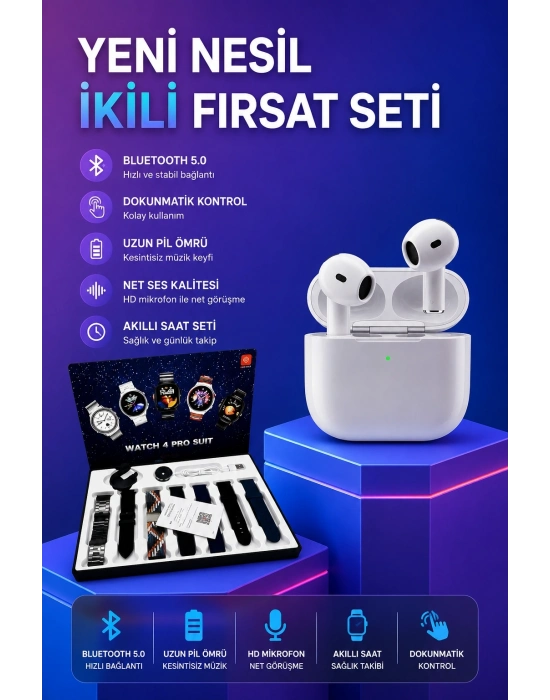 3.Nesil TWS Bluetooth Kulaklık Bluetooth Bağlantılı Akıllı Saat Amoled Ekran Plastik Hasır Kordon