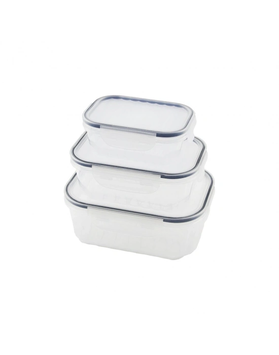 Qlux L-00879-2 ( 3pcs ) Quick Sızdırmaz Saklama Kabı Seti (şeffaf Kap & Buğulu-contalı Kapak) ( 500-1000-1700ml)*16