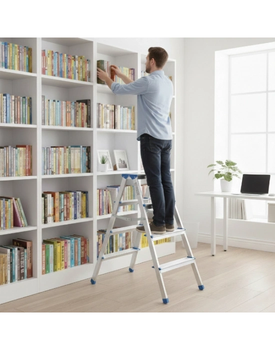 4+4 Çift Basamaklı Alüminyum Metal Merdiven