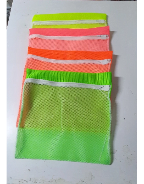 4 Adet 4 Renk  Fermuarlı - Hassas Çamaşır Terlik  Ayakkabı Yıkama Filesi Büyük Boy