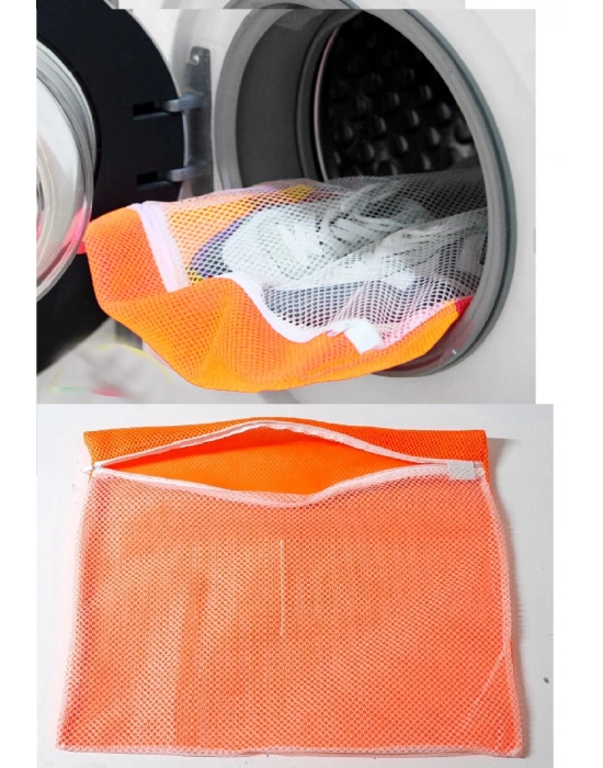 4 Adet 4 Renk  Fermuarlı - Hassas Çamaşır Terlik  Ayakkabı Yıkama Filesi Büyük Boy