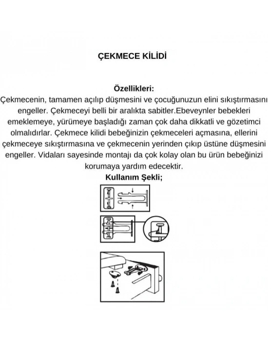 4 Adet Bebek Çocuk Koruma Kilidi - Dolap Çekmece Kilidi Sürgülü Kilit