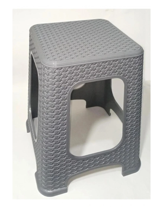 4  Adet Büyük Gri  Kir Tutmaz 45 Cm Tabure Hasır Örgü Yemek Masası Oturak Alt Kuşaklı Sağlam Dizayn