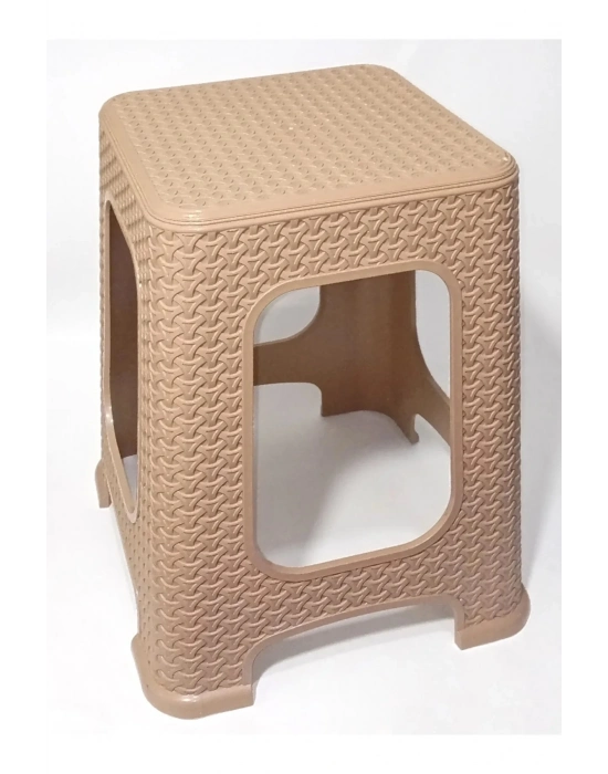 4 Adet Büyük Kahve Tabure  Kir Tutmaz 45cm Hasır Örgü Yemek Masasına Uygun Alt Kuşaklı Sağlam Dizayn