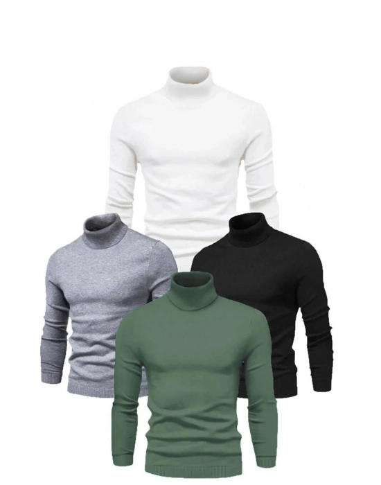 4 Adet   Kaşkorse Boğazlı Full Likralı Fitilli Body Kazak