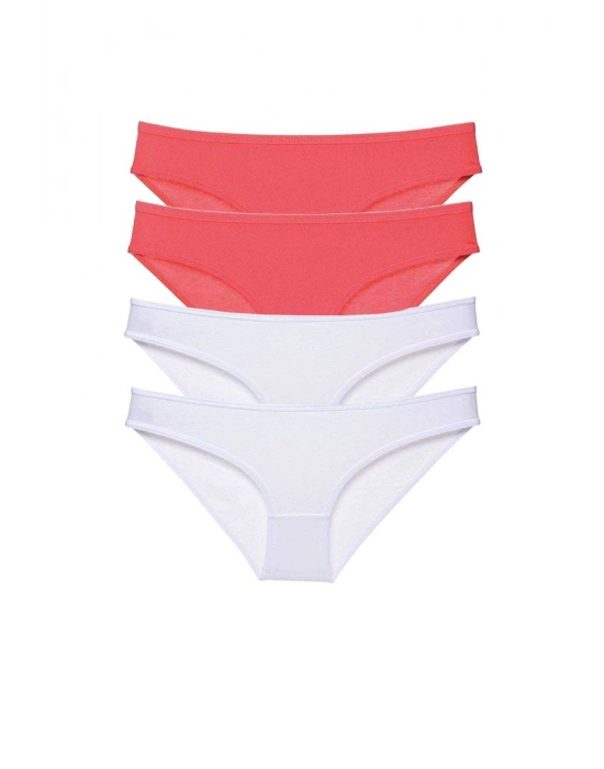 4 adet Eko Set Likralı Kadın Slip Külot Fuşya Beyaz