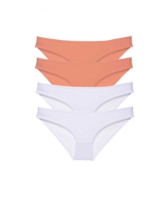 4 adet Eko Set Likralı Kadın Slip Külot Pudra Beyaz