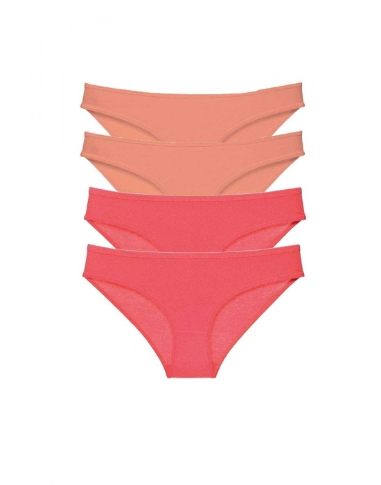 4 adet Eko Set Likralı Kadın Slip Külot Pudra Fuşya