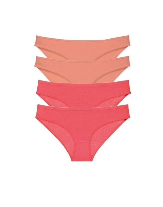 4 adet Eko Set Likralı Kadın Slip Külot Pudra Fuşya