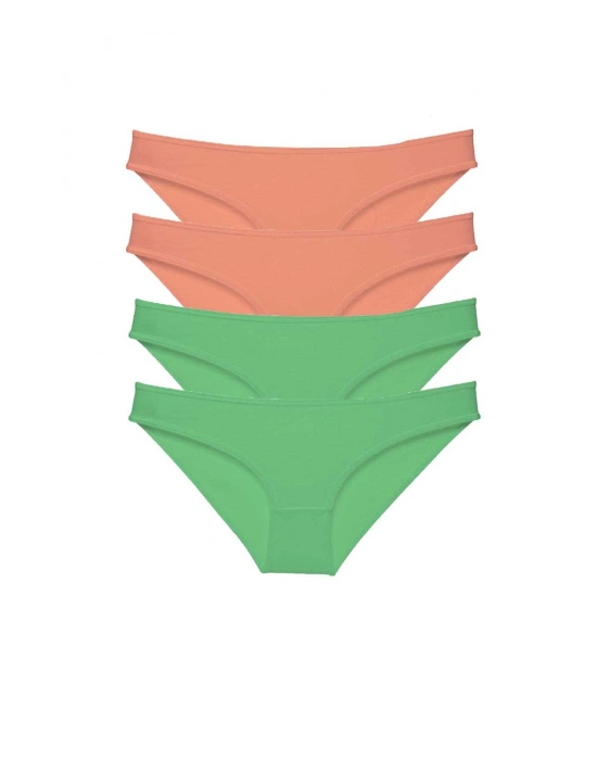 4 adet Eko Set Likralı Kadın Slip Külot Pudra Yeşil