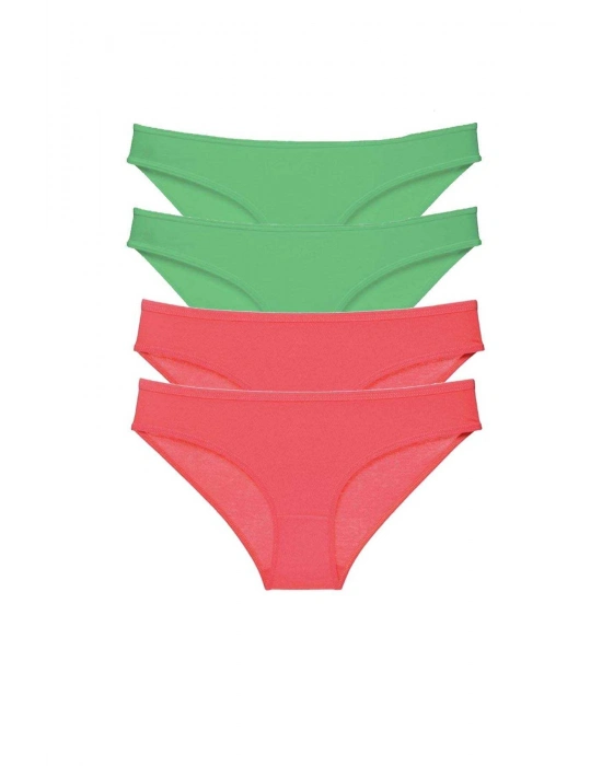 4 adet Eko Set Likralı Kadın Slip Külot Yeşil Fuşya