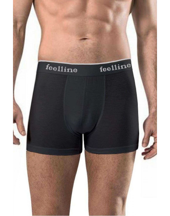 4 adet Feelline Siyah ve Gri Pamuklu Doğal Likralı Erkek Boxer