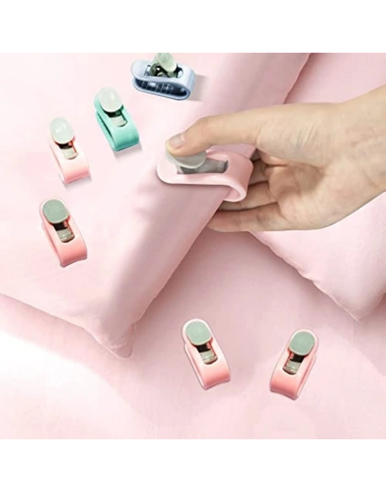 ®  4 Adet İğnesiz Yorgan Çarşaf Ve Perde Tutucu Sabitleyici Kaydırmaz Örtü Düzenleyici Klips