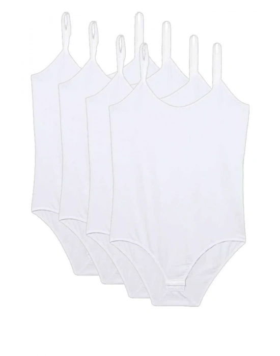 4 Adet İp Askılı Kadın Çıtçıtlı Body Beyaz