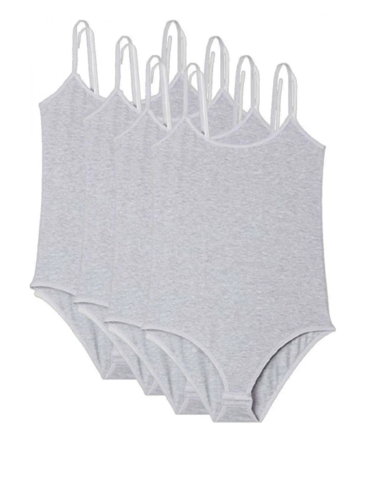 4 Adet İp Askılı Kadın Çıtçıtlı Body Gri