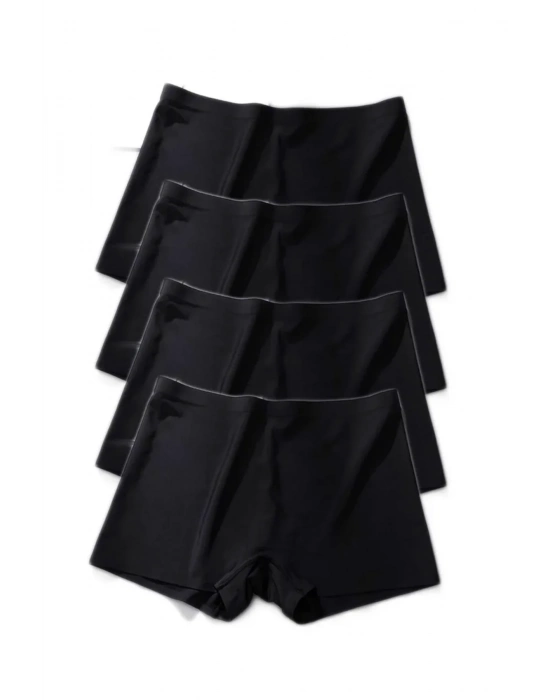 4 Adet Kadın Dikişsiz Görünmez İz Yapmaz Mini Şort Boxer Siyah