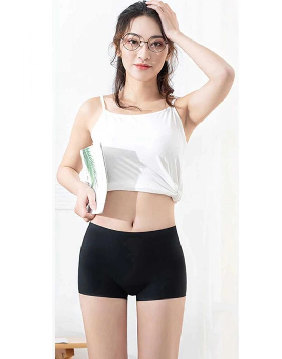 4 Adet Kadın Dikişsiz Görünmez İz Yapmaz Mini Şort Boxer Siyah