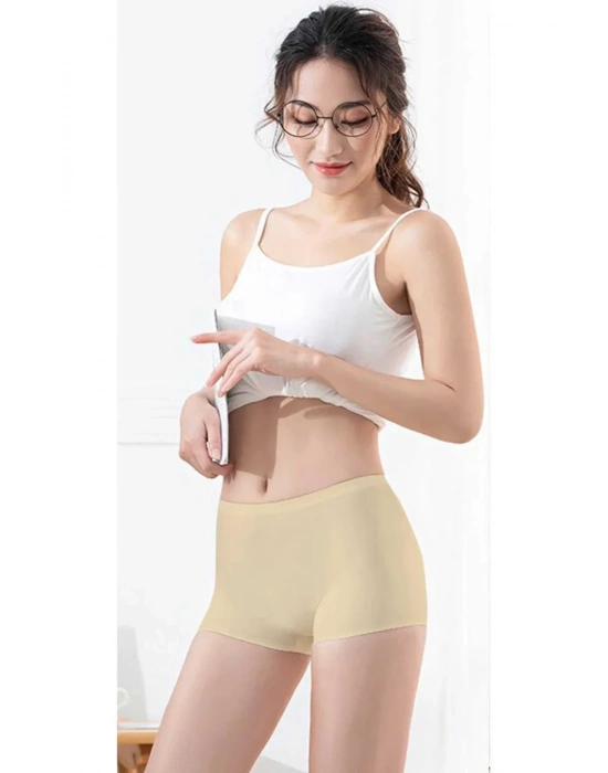 4 Adet Kadın Dikişsiz Görünmez İz Yapmaz Mini Şort Boxer Ten