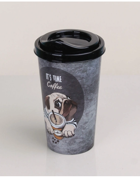 4 Adet Kahve Bardağı - Kapaklı Desenli 400ml