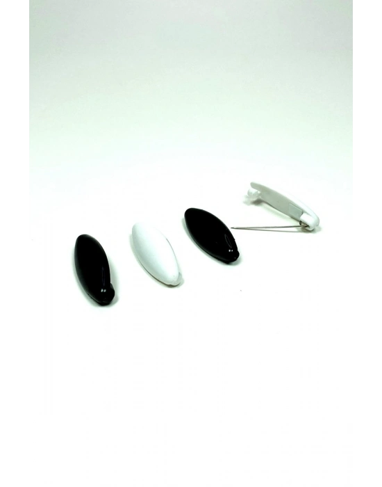4 Adet Plastik Çengelli Eşarp Ve Şal İğnesi Siyah Beyaz 4 cm