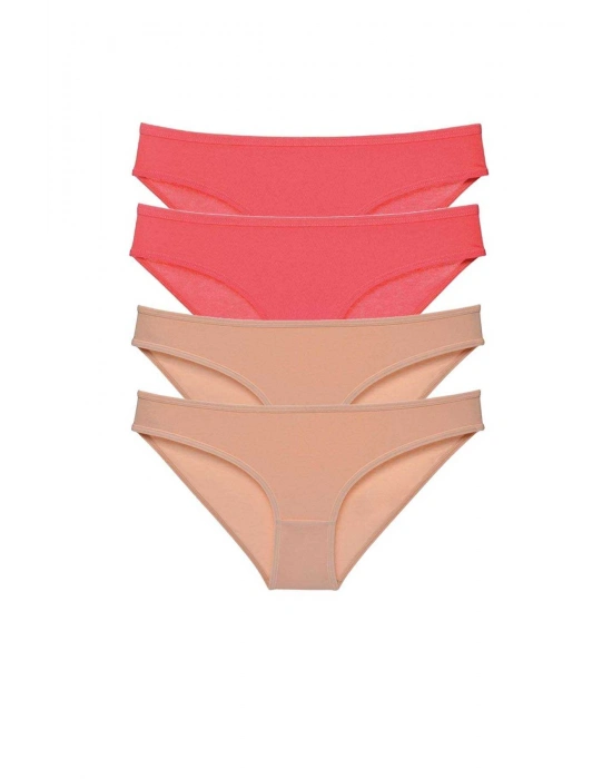 4 adet Süper Eko Set Likralı Kadın Slip Külot Fuşya Ten