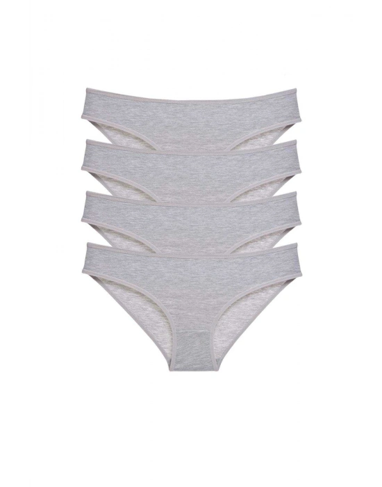 4 adet Süper Eko Set Likralı Kadın Slip Külot Gri