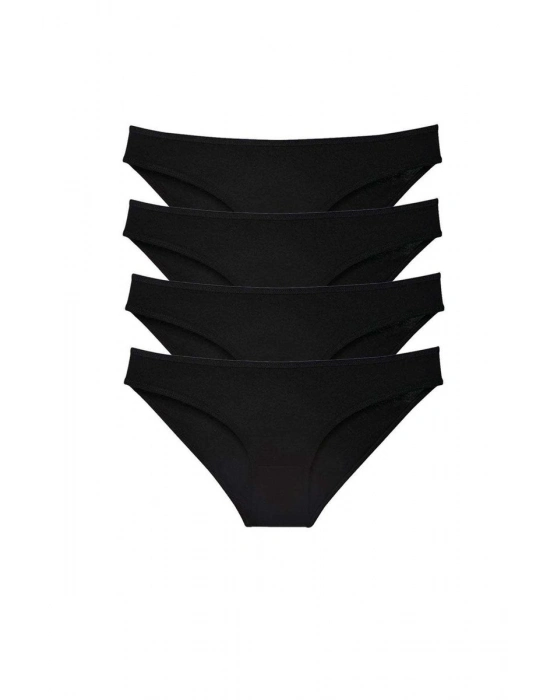 4 adet Süper Eko Set Likralı Kadın Slip Külot Siyah