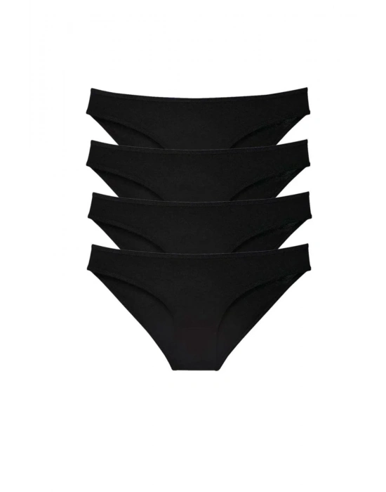 4 adet Süper Eko Set Likralı Kadın Slip Külot Siyah